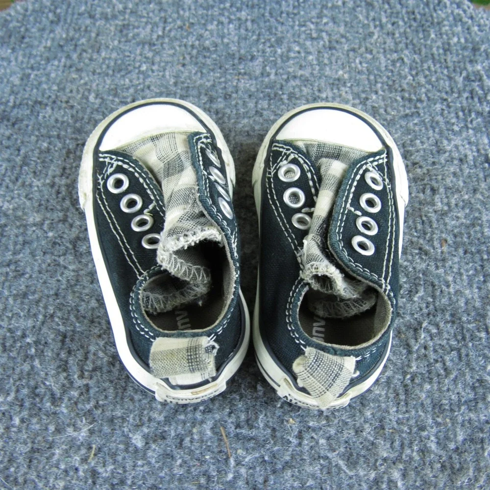 Converse Unisex Sneaker Laceless Sz T 3 Medium‎ Black Fabric Slip On